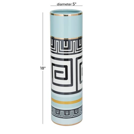 Teal Stoneware Modern Vase, 18" x 5" x 5"